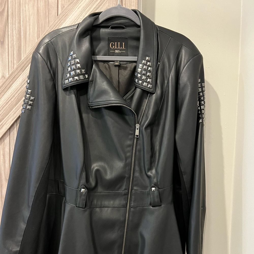 Leather jacket with studs , worn twice, love this jacket . Excellent condition